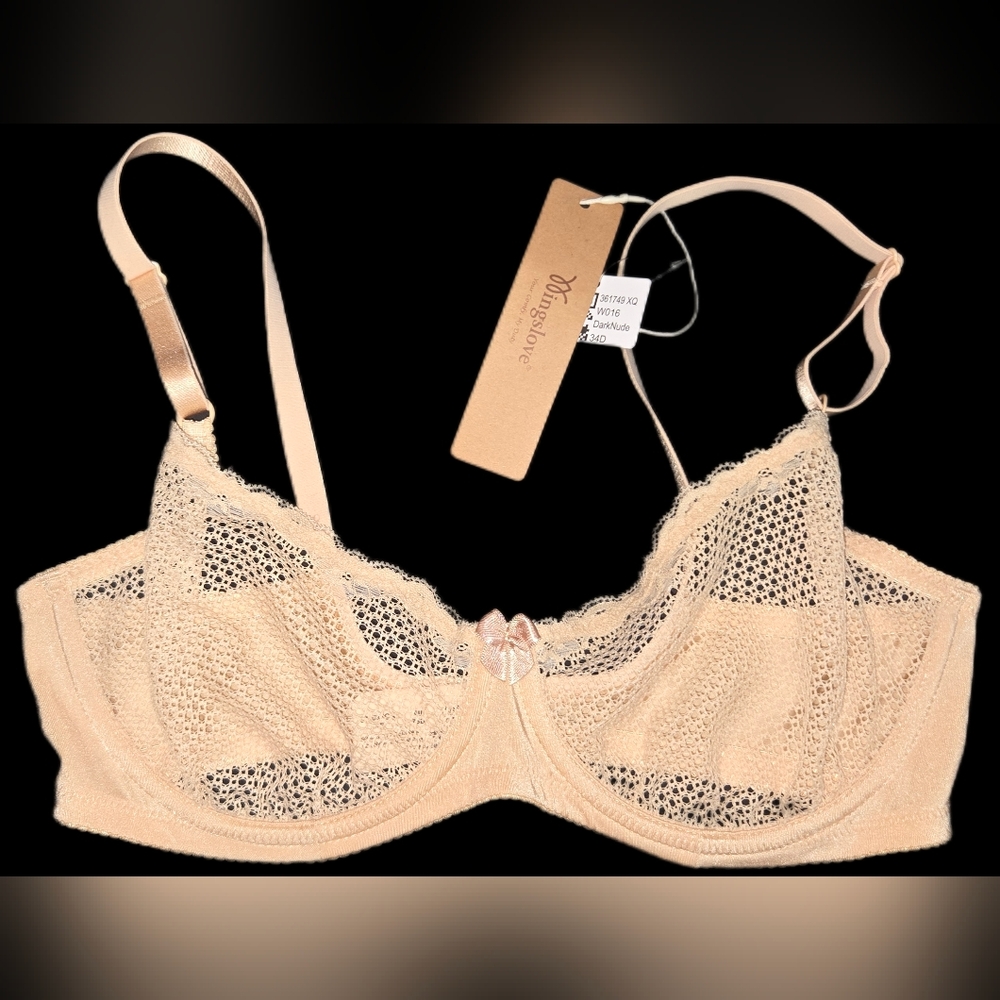 Wingslove Women's 1/2 Cup Lace Bra Balconette Mesh Underwired Demi Shelf Bra